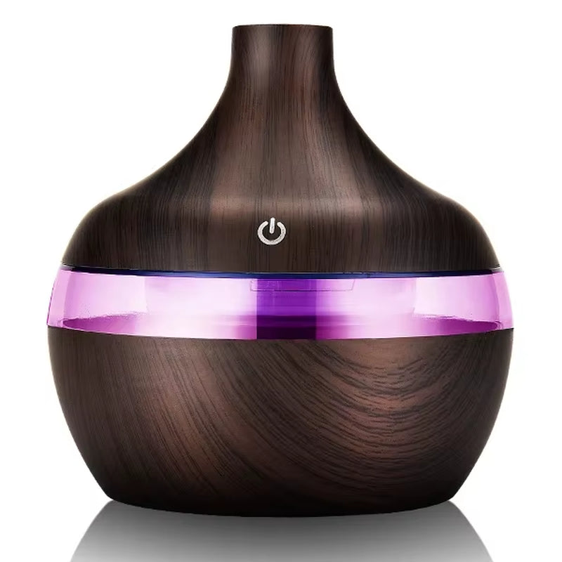 Humidifier Electric Aroma Air Diffuser Wood Ultrasonic Air Humidifier Essential Oil Aromatherapy Cool Mist Maker for Home 300Ml
