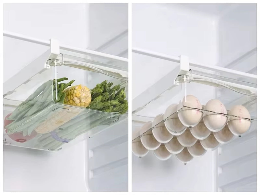 Fridge Organizer Fruit Egg Refrigerator Storage Rack Under-Shelf Refrigerator Drawer Box Fresh-Keeping Kitchen Organizer