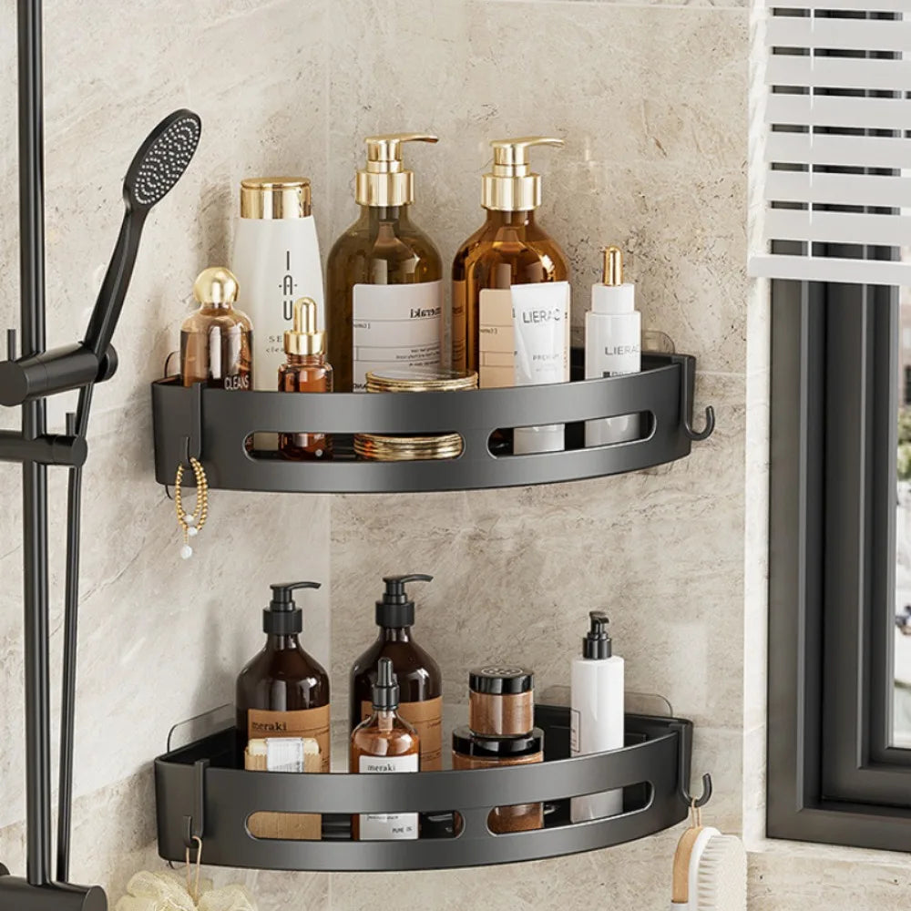 1/2/3Pcs Plastics Bathroom Shampoo Holder Adhesive Shower Caddy Shelves Storage No Drill Shelf Corner Towel Holder Shelves