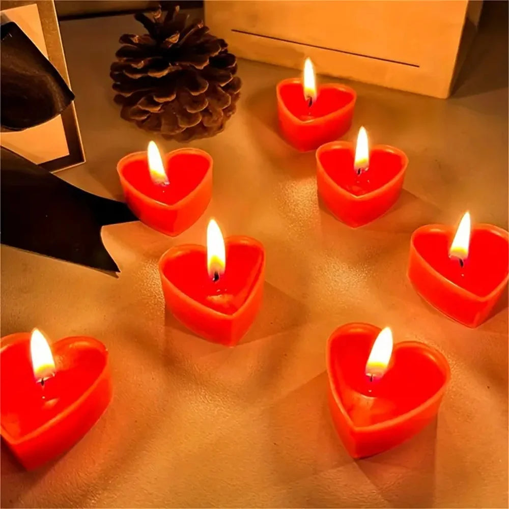 9Pcs Heart-Shaped Scented Tea Candles Set Wedding Supplies Romantic Decor Creative Love Candle Marriage Proposals Birthday Gift