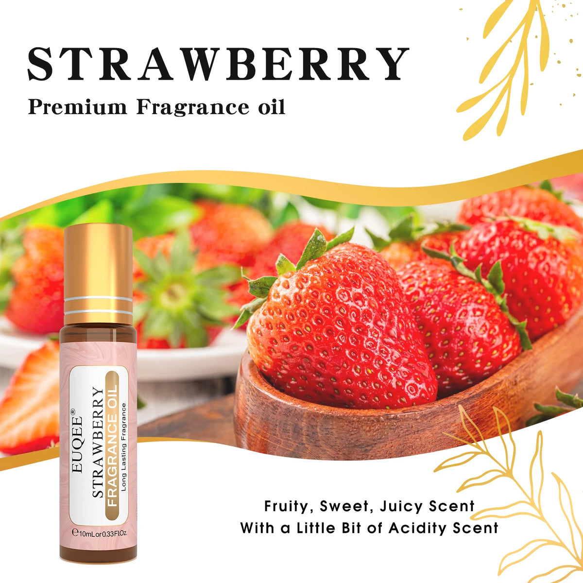 10Ml Roller Sweet Fruit Perfume Oils-Coconut Vanilla Mango Strawberry Cherry Watermelon Peach Fragrance Oil DIY Candle