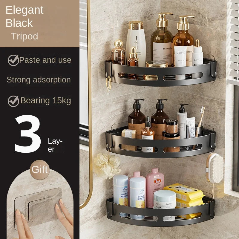 1/2/3Pcs Plastics Bathroom Shampoo Holder Adhesive Shower Caddy Shelves Storage No Drill Shelf Corner Towel Holder Shelves