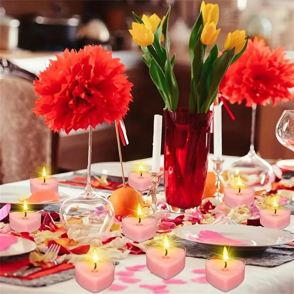 9Pcs Heart-Shaped Scented Tea Candles Set Wedding Supplies Romantic Decor Creative Love Candle Marriage Proposals Birthday Gift