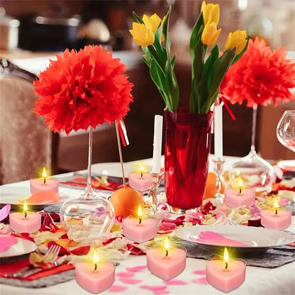 9Pcs Heart-Shaped Scented Tea Candles Set Wedding Supplies Romantic Decor Creative Love Candle Marriage Proposals Birthday Gift