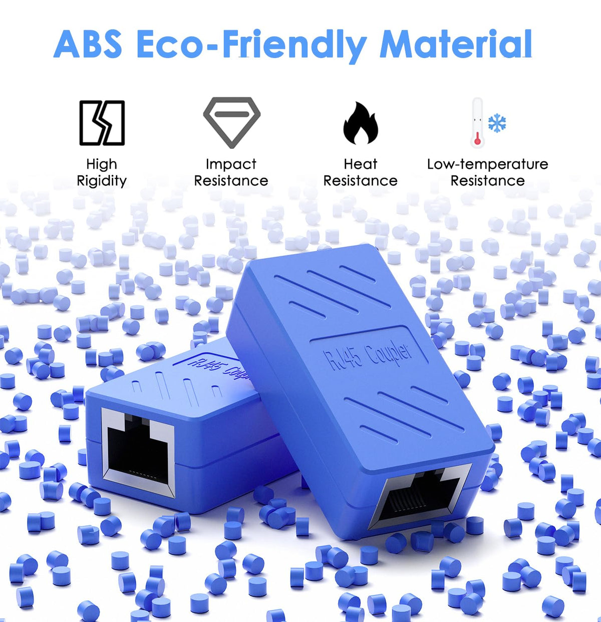 RJ45 Coupler, Ethernet Extender for Cat7/Cat6/Cat5E/Cat5 Female to Female Ethernet Coupler Connector (5, Blue)