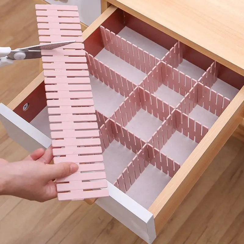4 Pcs DIY Adjustable Storage Partition Board Plastic Drawer Divider Combination Partition Board Space-Saving Cabinet Organizer