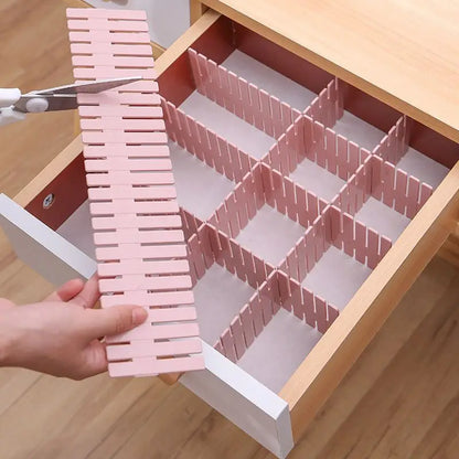 4 Pcs DIY Adjustable Storage Partition Board Plastic Drawer Divider Combination Partition Board Space-Saving Cabinet Organizer