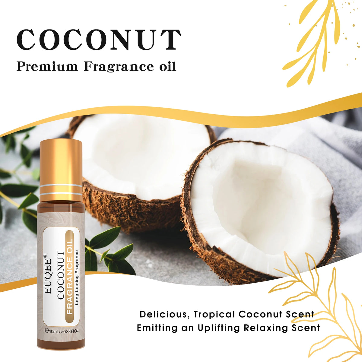 10Ml Roller Sweet Fruit Perfume Oils-Coconut Vanilla Mango Strawberry Cherry Watermelon Peach Fragrance Oil DIY Candle
