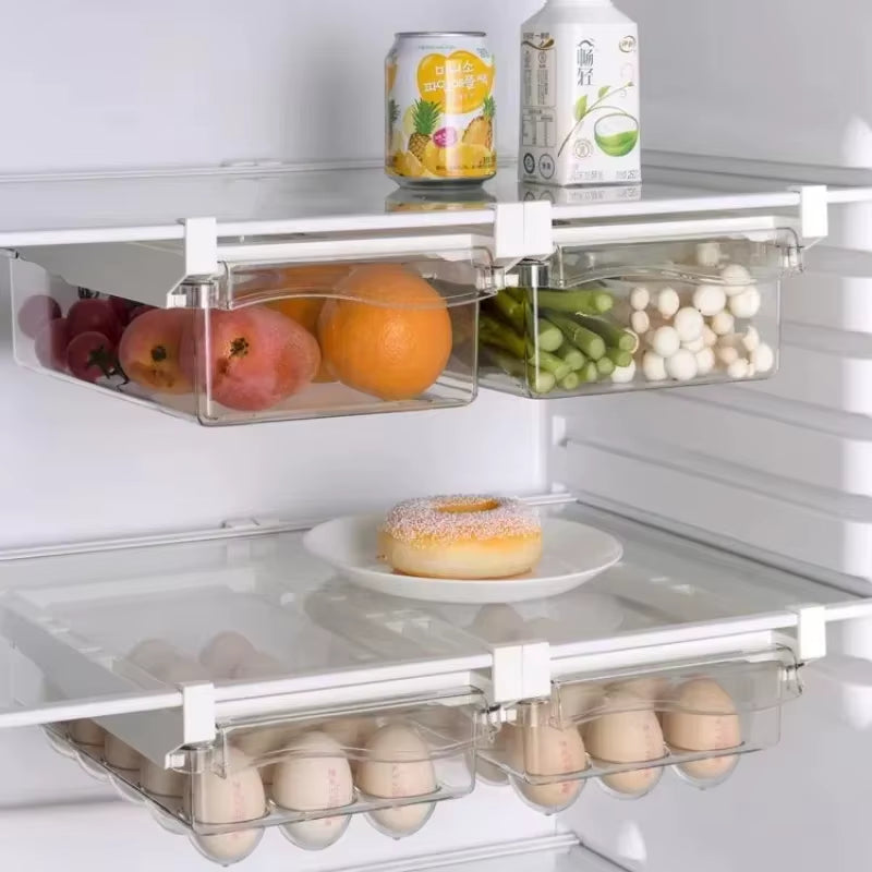 Fridge Organizer Fruit Egg Refrigerator Storage Rack Under-Shelf Refrigerator Drawer Box Fresh-Keeping Kitchen Organizer