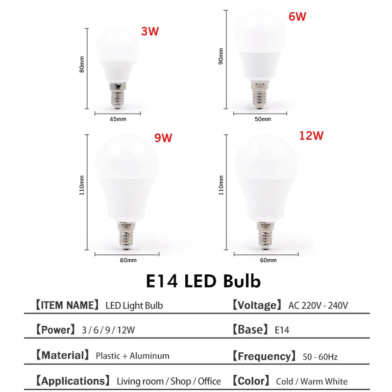 KARWEN Lampada LED E27 LED Lamp Bulb E14 AC 220V 230V 240V 3W 6W 9W 12W 15W 18W 20W LED Spotlight Table Lamp Light