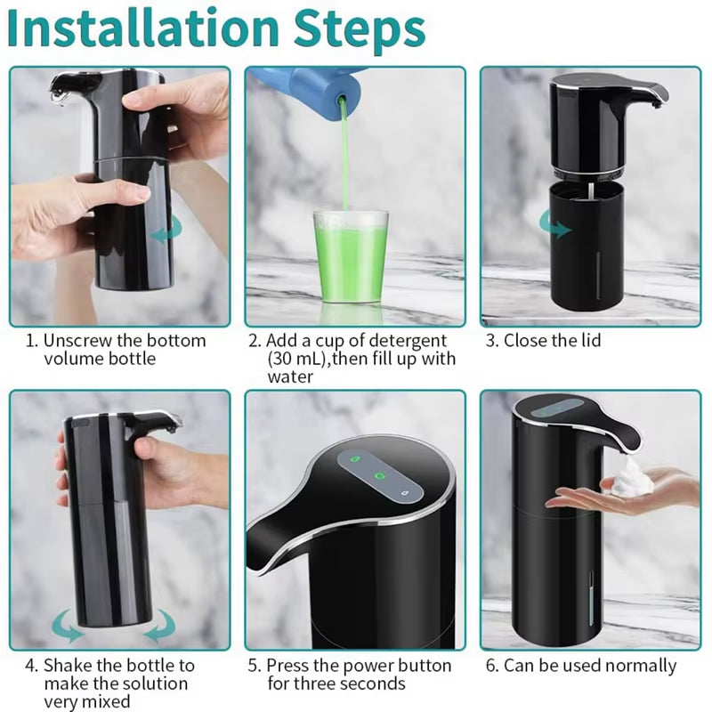 New Soap Dispenser Automatic Touchless Soap Dispenser USB Rechargeable Electric Soap Dispenser 450ML Black Foam Soap Dispen