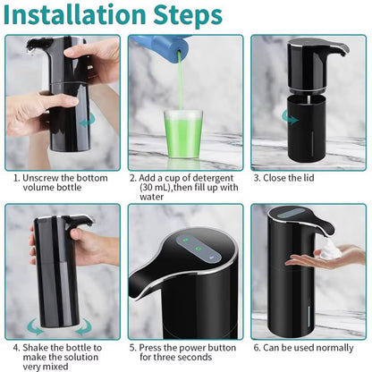 New Soap Dispenser Automatic Touchless Soap Dispenser USB Rechargeable Electric Soap Dispenser 450ML Black Foam Soap Dispen