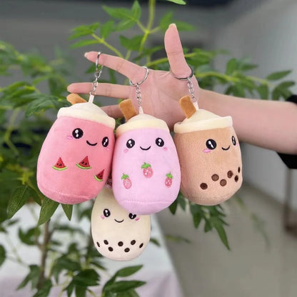 Cute Stuffed Plush Bubble Tea Food Milk Cup Plushie Pillow Mini Simulation Keychain Pendant Soft Plush Doll Toys Gifts for Kids