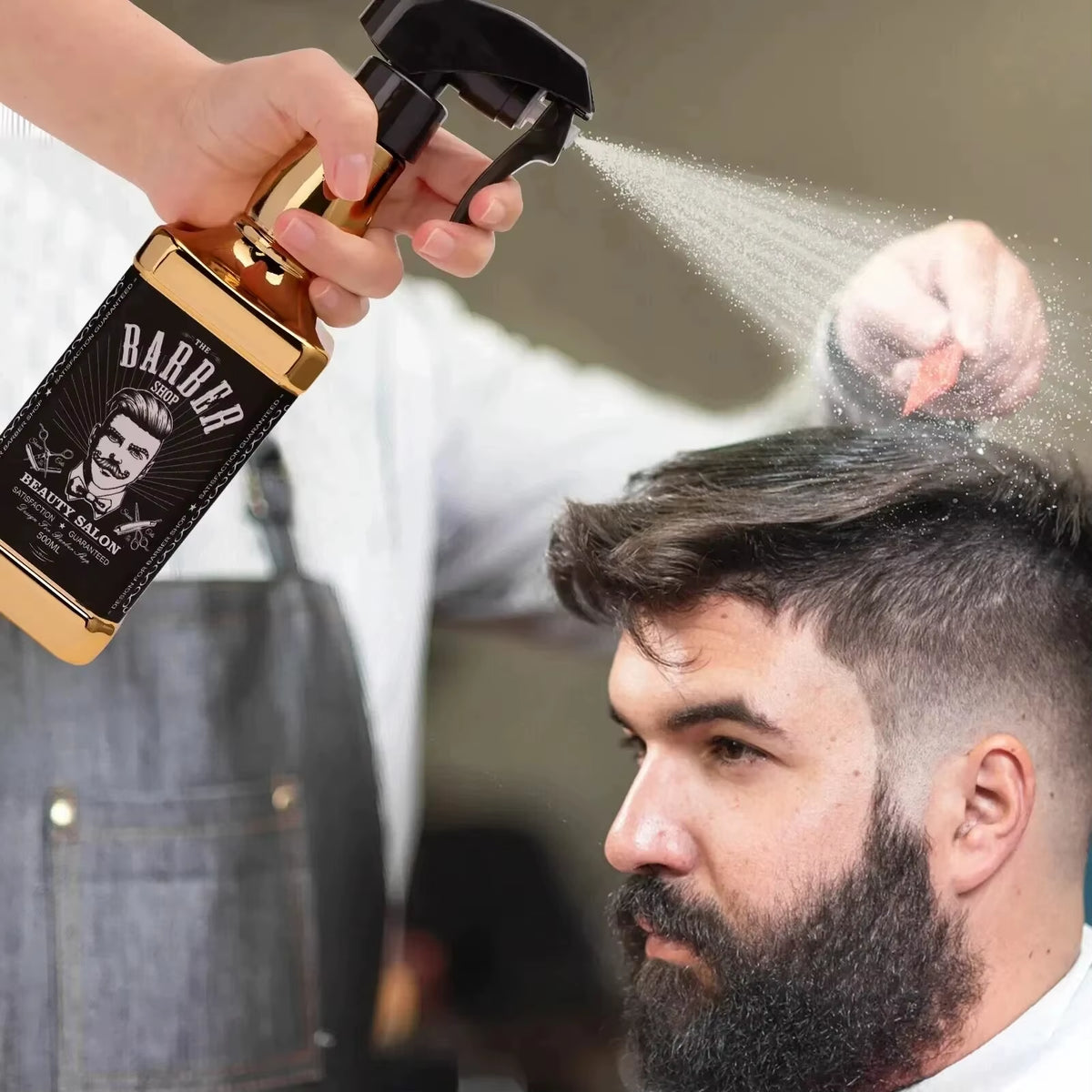 500ML Plating Barber Haircut Spray Bottle Empty Continuous Atomizer Water Sprayer for Salon Hairdresser Accessories Barber Tools