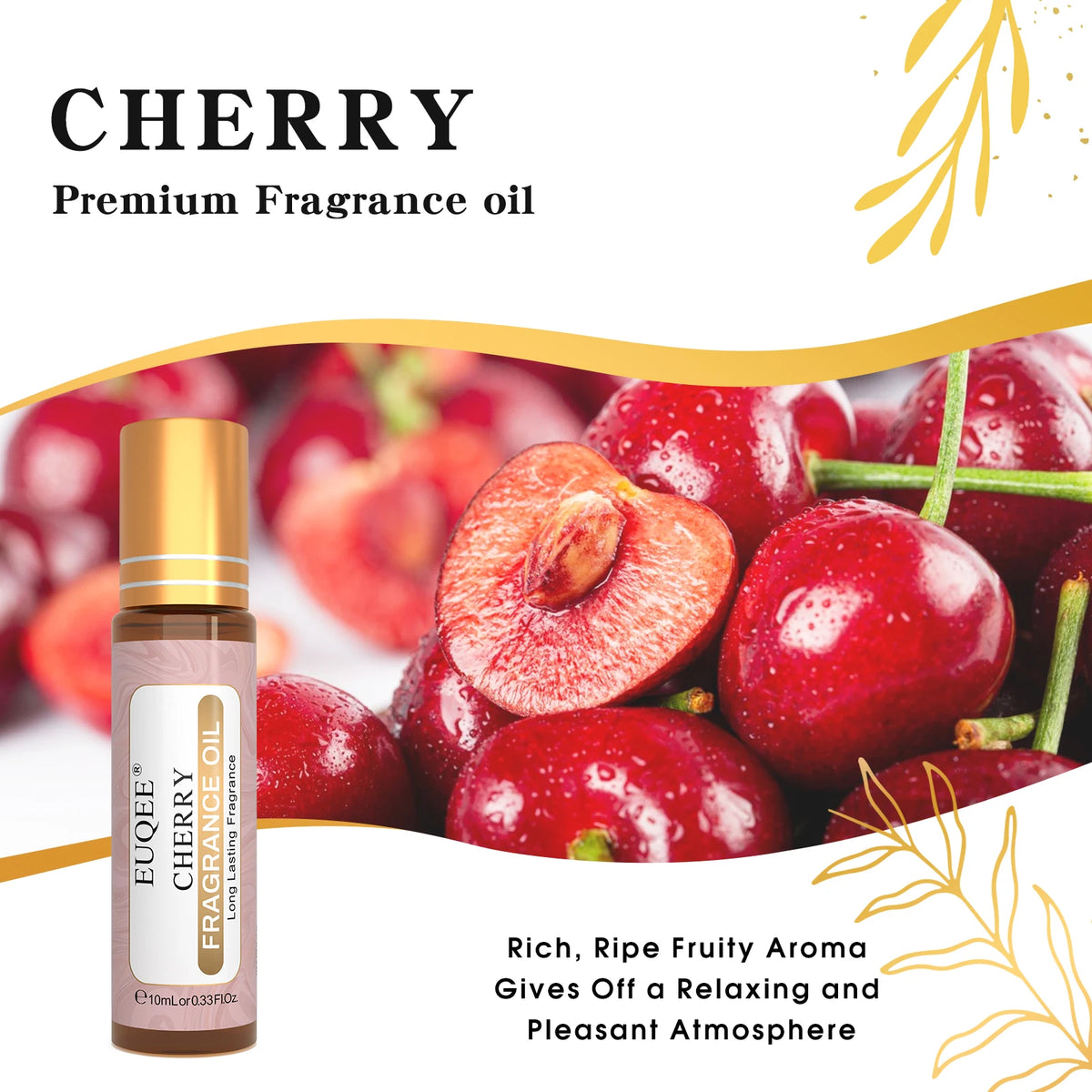 10Ml Roller Sweet Fruit Perfume Oils-Coconut Vanilla Mango Strawberry Cherry Watermelon Peach Fragrance Oil DIY Candle