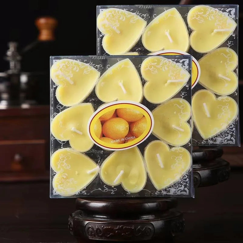 9Pcs Heart-Shaped Scented Tea Candles Set Wedding Supplies Romantic Decor Creative Love Candle Marriage Proposals Birthday Gift
