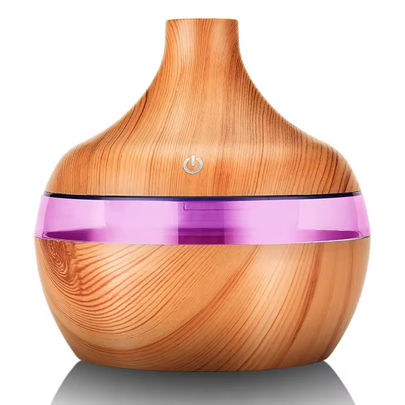 Humidifier Electric Aroma Air Diffuser Wood Ultrasonic Air Humidifier Essential Oil Aromatherapy Cool Mist Maker for Home 300Ml