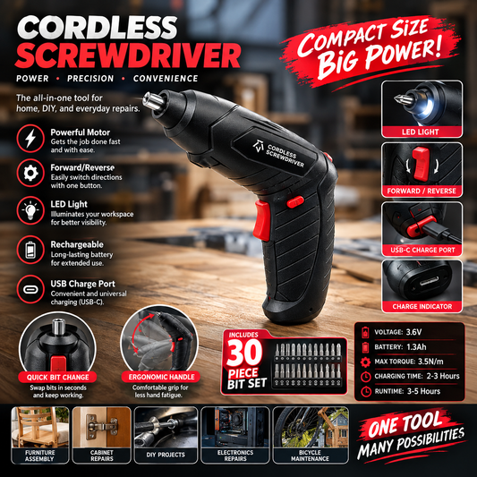 3.6V Cordless Electric Screwdriver Set with LED Light