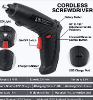 3.6V Cordless Electric Screwdriver Set with LED Light