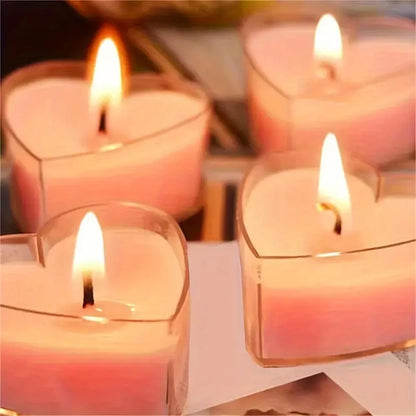9Pcs Heart-Shaped Scented Tea Candles Set Wedding Supplies Romantic Decor Creative Love Candle Marriage Proposals Birthday Gift