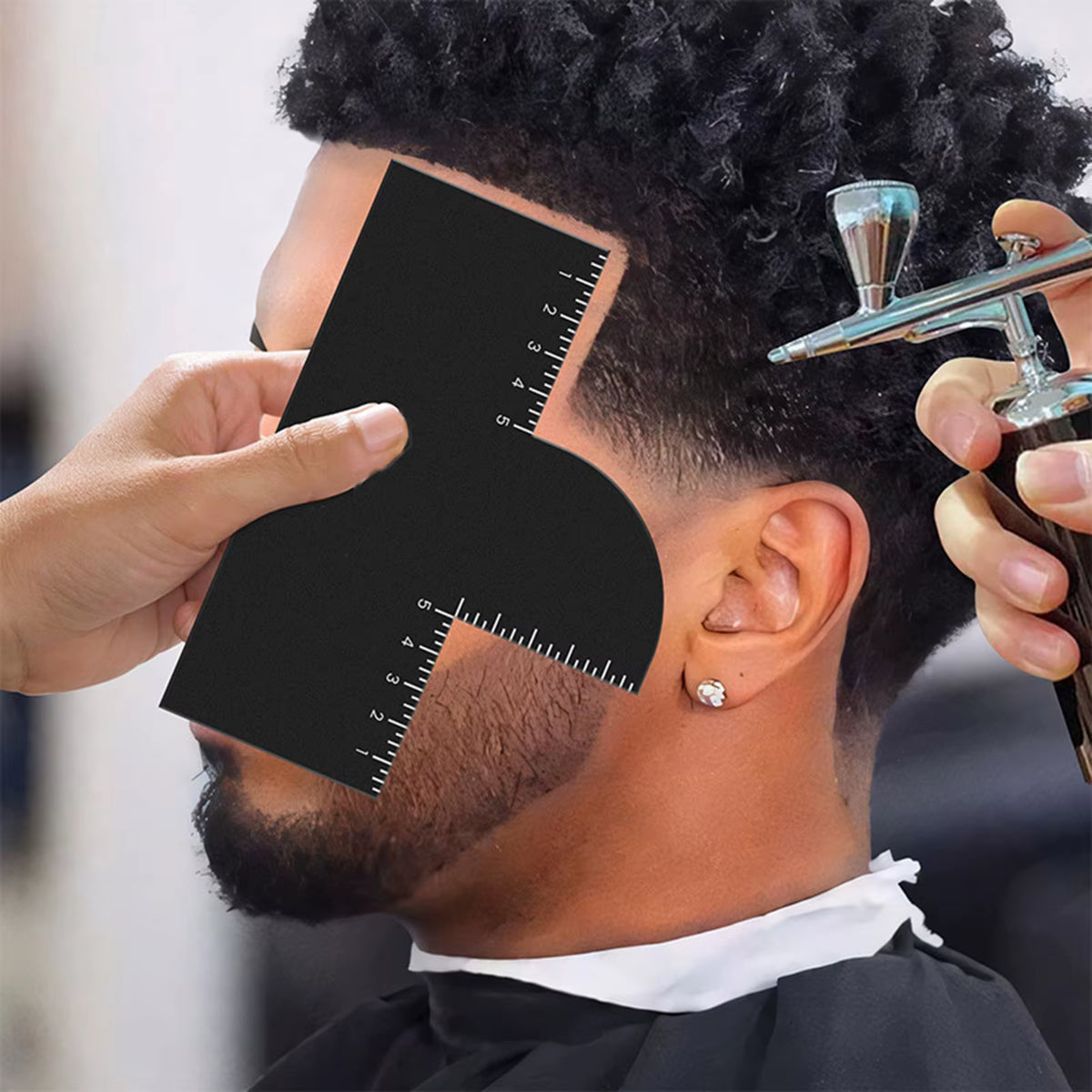 1Pcs Men Hair Styling Template Barber Haircut Card with Measurement Indicator Men Hairline Beard Lineup Guide Haircut Template