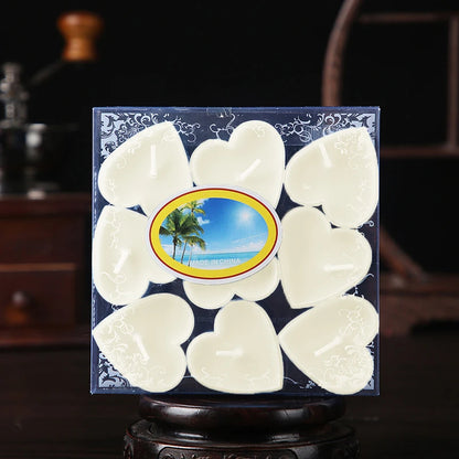 9Pcs Heart-Shaped Scented Tea Candles Set Wedding Supplies Romantic Decor Creative Love Candle Marriage Proposals Birthday Gift