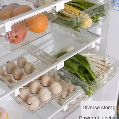 Fridge Organizer Fruit Egg Refrigerator Storage Rack Under-Shelf Refrigerator Drawer Box Fresh-Keeping Kitchen Organizer