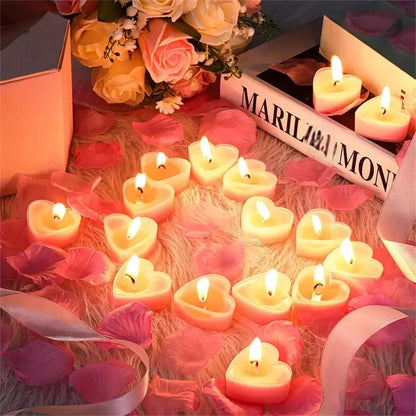 9Pcs Heart-Shaped Scented Tea Candles Set Wedding Supplies Romantic Decor Creative Love Candle Marriage Proposals Birthday Gift