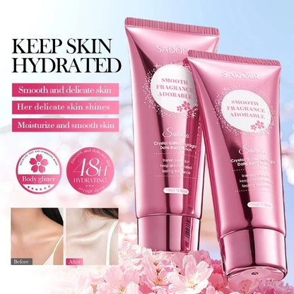 Sakura Fragrance Body Lotion Moisturizing Hydrating Whitening Body Glitter Cream Neck Hand Arm Leg Skin Care Products