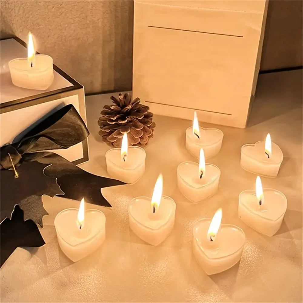 9Pcs Heart-Shaped Scented Tea Candles Set Wedding Supplies Romantic Decor Creative Love Candle Marriage Proposals Birthday Gift