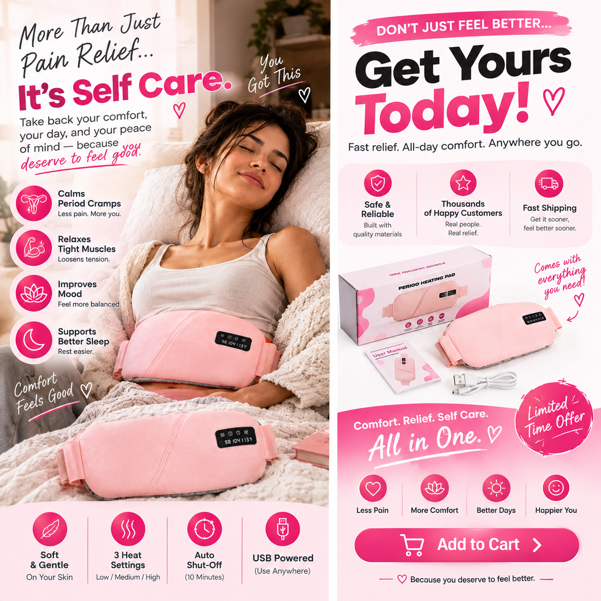 Menstrual Thermal Belt Menstrual Heating Pad Electrically Heat Pads for Period Relief Discomfort Periods Massager Heater